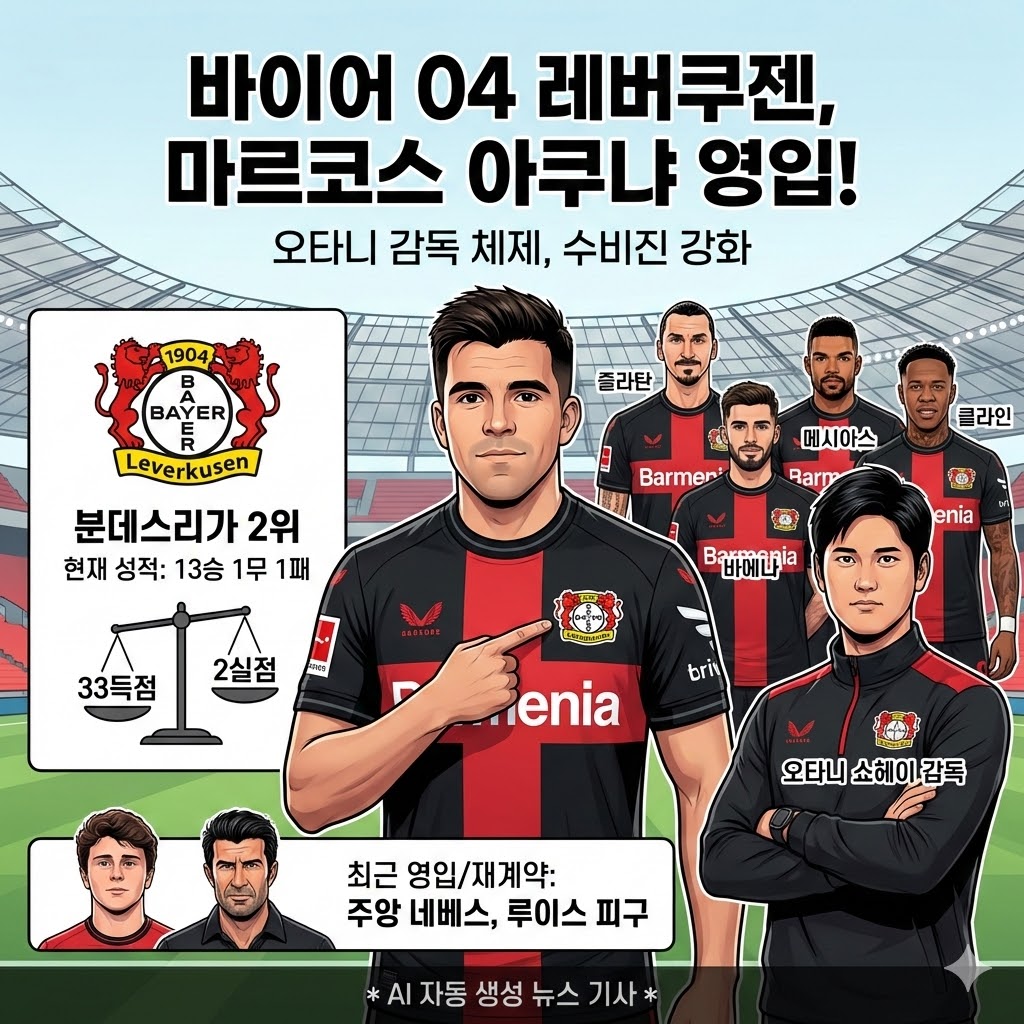 레버쿠젠, 아쿠냐 전격 영입! [철벽 수비] 완성?